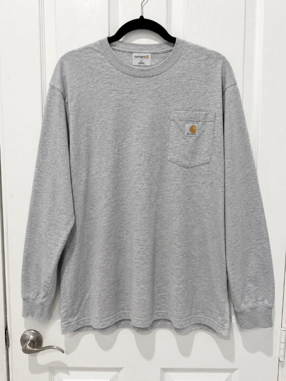 Carhartt Gray Long Sleeve Pocket Tee Men’s L Loose Fit Workwear